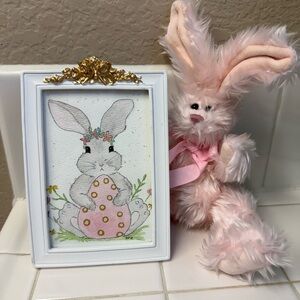 Watercolor original bunny in 4x6 frame🌻